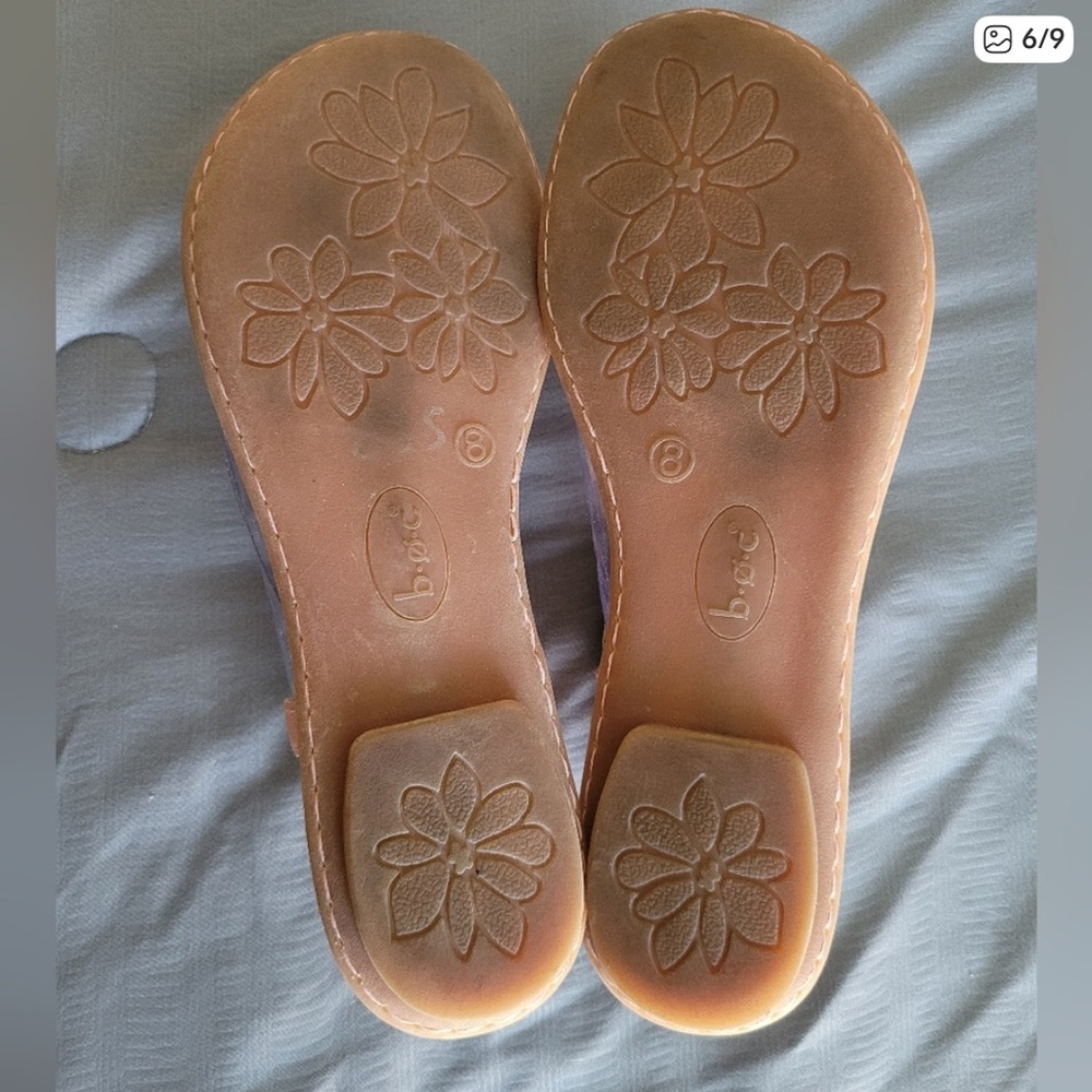 B.O.C Born Out Of Concept leather Blush Pink Nude Floral Flat Sandals Size 39/8 - Picture 14 of 16